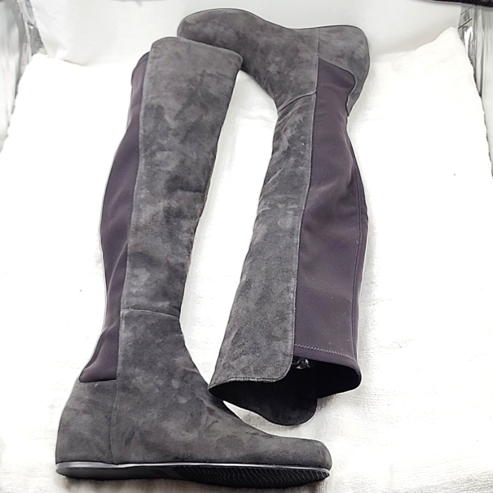 STUART WEITZMAN LANDER 50/50 GREY SUEDE OVER THE KNEE BOOTS  LADIES 8.5 NWOB